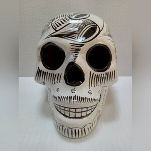 Sugar Skull Large Ceramic Talavera Folk Art Mexico